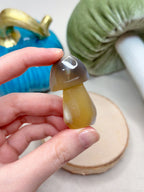 Yellow Orca Agate Mushroom Crystal, Hand Carved Gemstone Mushroom