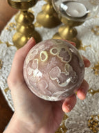 Large Pink Amethyst with Yellow Flower Agate Sphere
