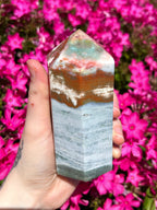 Large Ocean Jasper Tower • Blue Ocean Jasper • Pastel Rainbow Ocean Jasper • Polished Sea Jasper Point