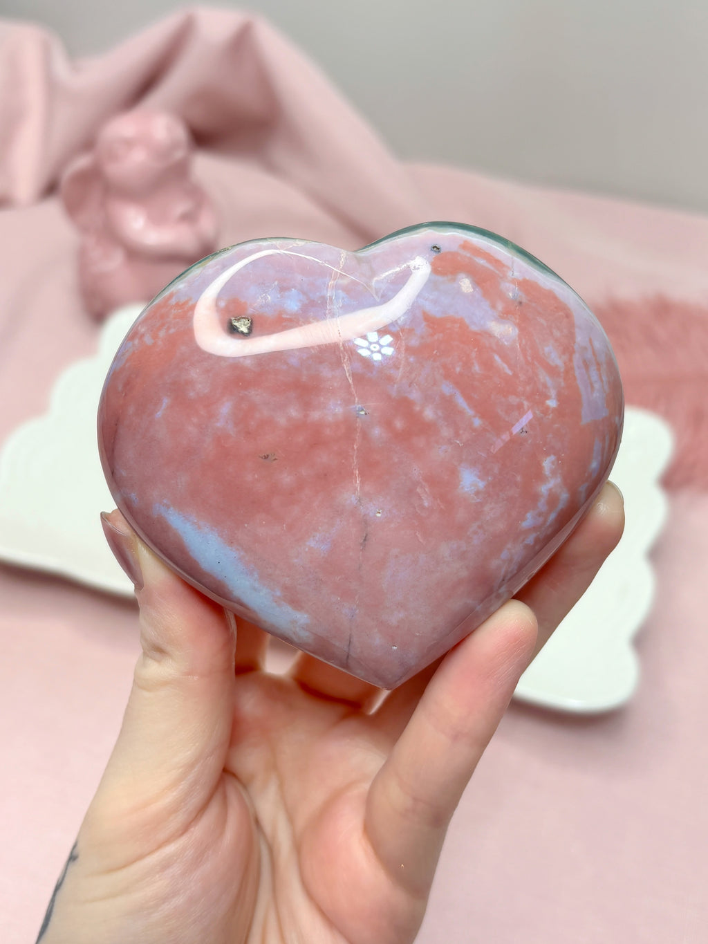Pink Ocean Jasper Heart