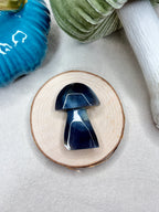Blue Orca Agate Mushroom, Hand-Carved Natural Gemstone Mushroom