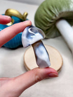 Orca Agate Mushroom Crystal, Hand Carved Natural Gemstone Mushroom