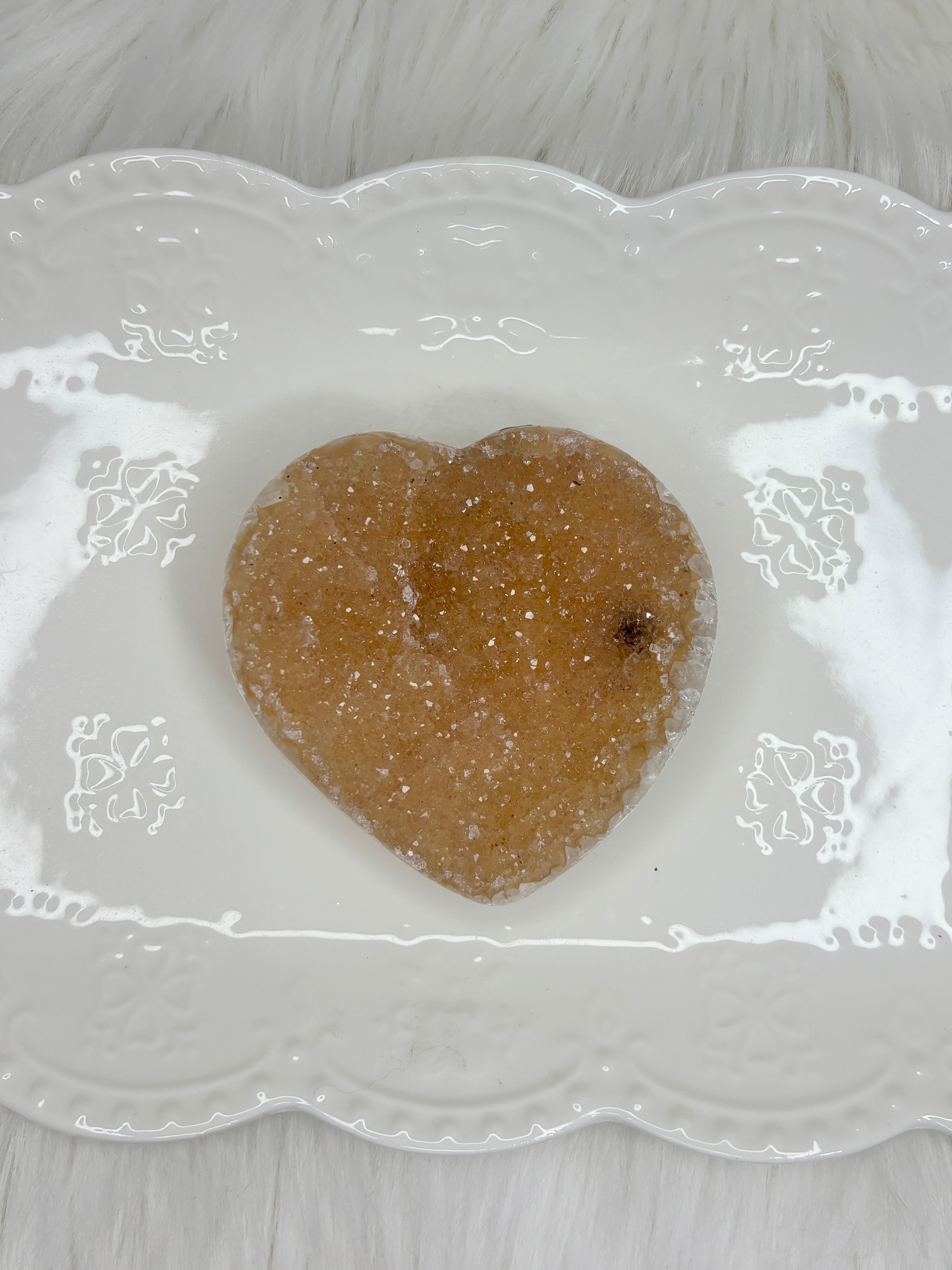 Yellow Amethyst Heart, Raw Rainbow Sugar Amethyst Crystal