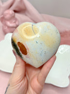 Yellow Sea Jasper Heart, Pastel Rainbow Ocean Jasper