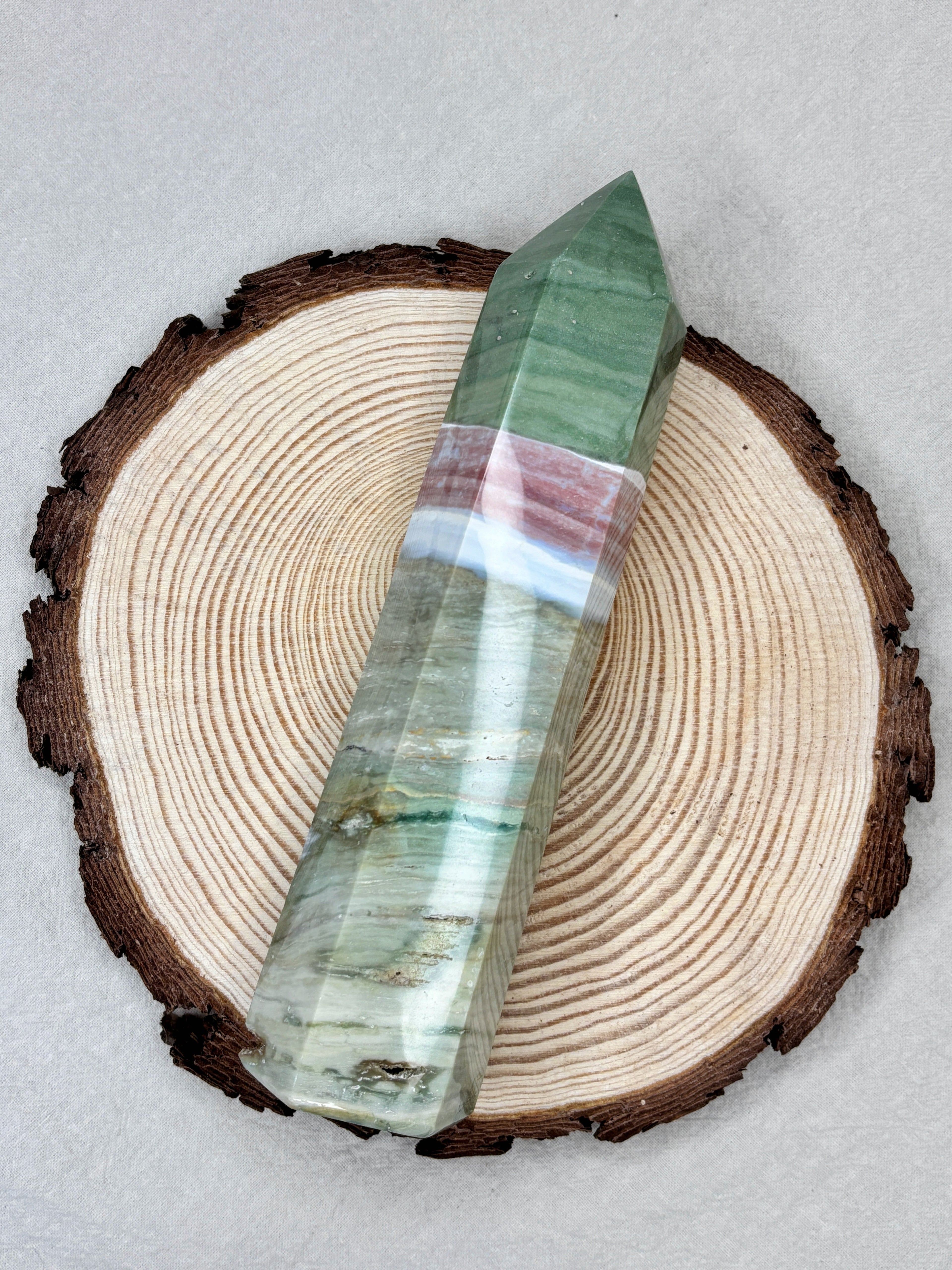 Large Pastel Ocean Jasper Tower