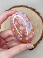 Pink Carnelian Flower Agate Palmstone