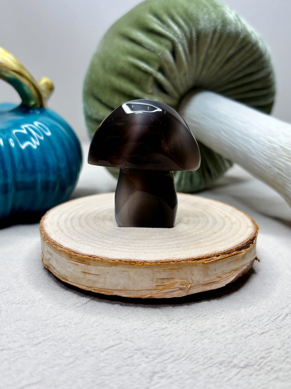 Orca Agate Mushroom Crystal, Hand Carved Natural Gemstone Mushroom