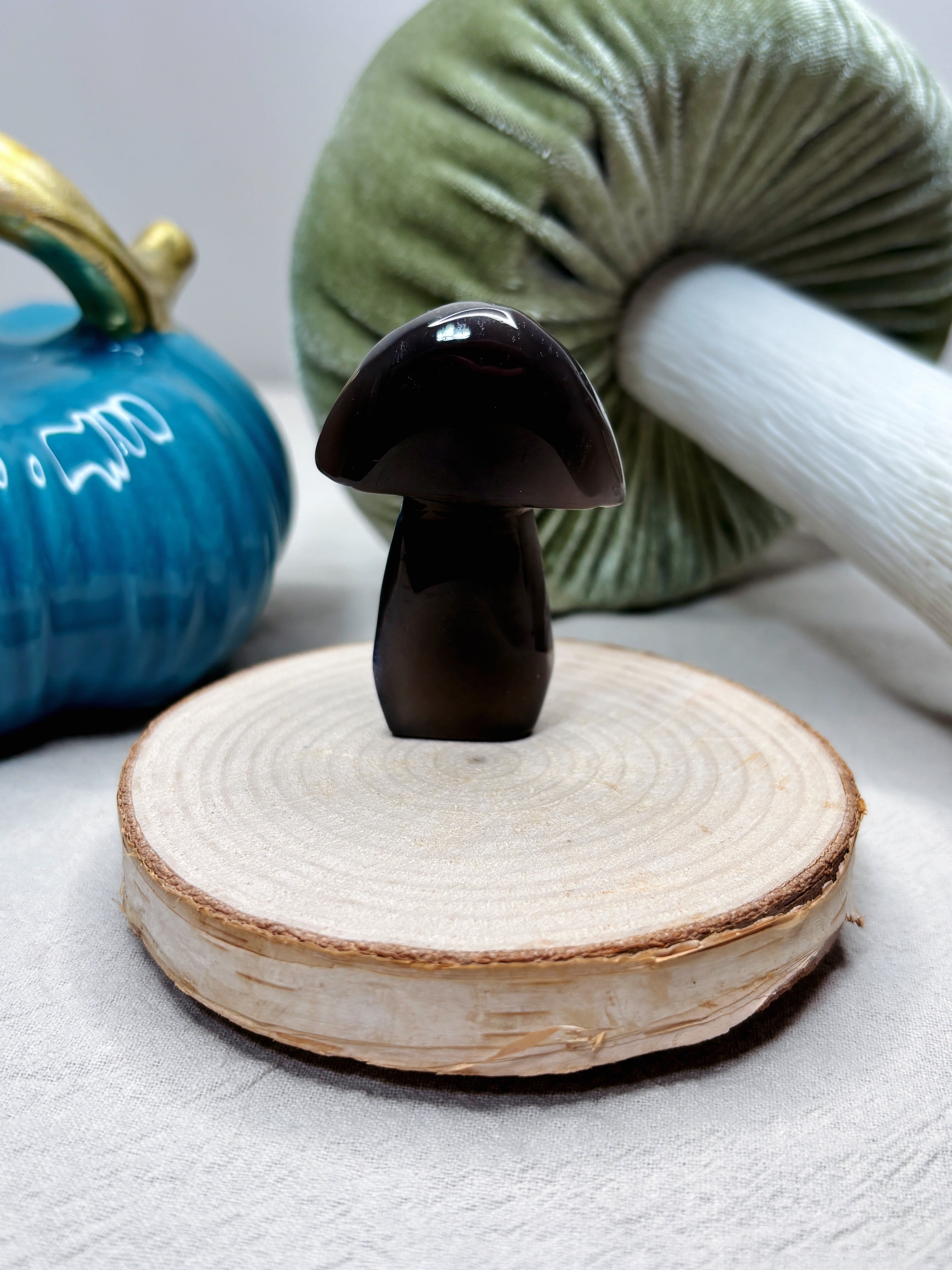 Orca Agate Mushroom Crystal, Hand Carved Natural Gemstone Mushroom