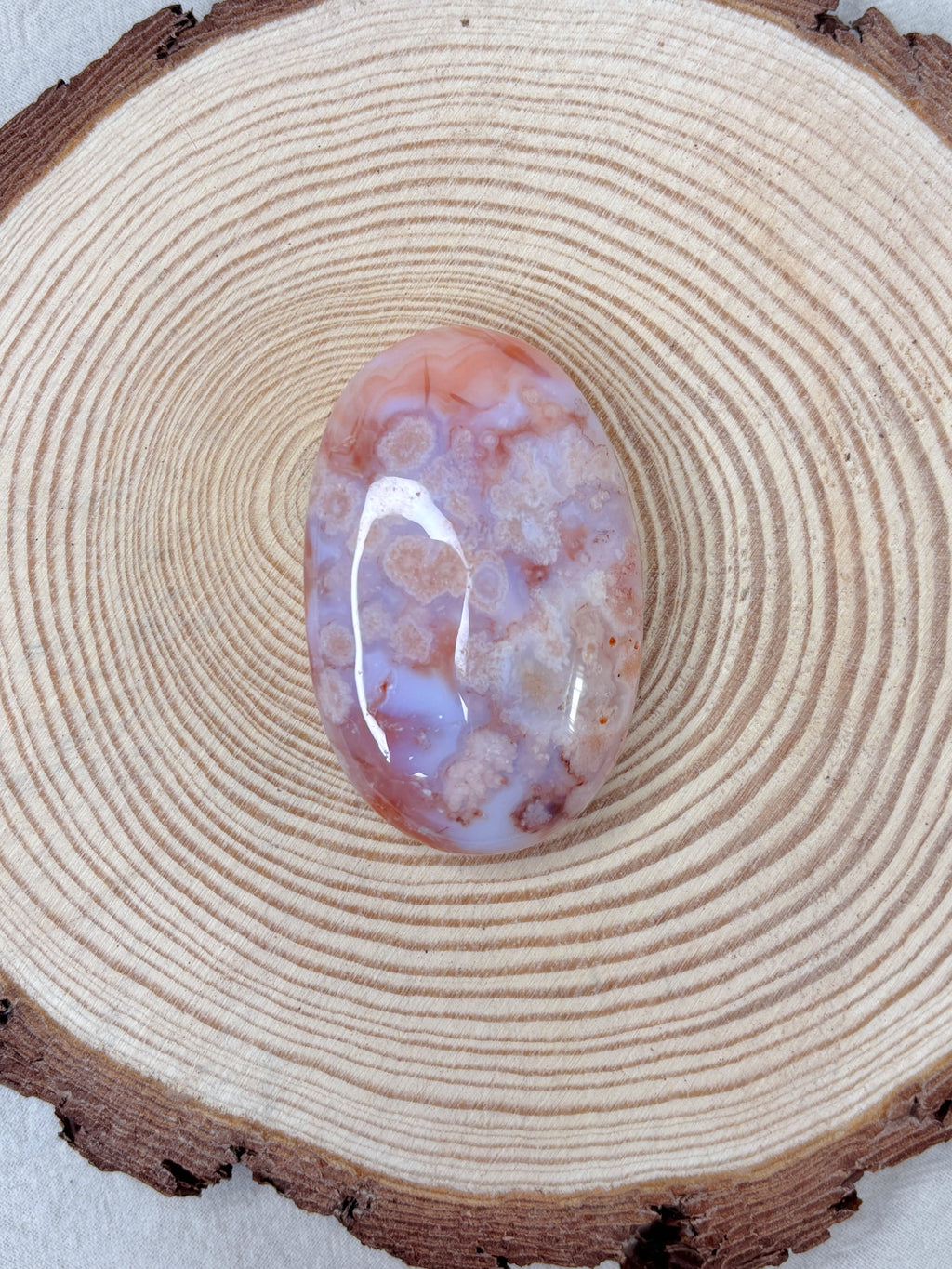Pink Carnelian Flower Agate Palmstone