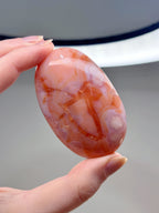 Pink Carnelian Flower Agate Palmstone