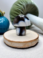 Orca Agate Mushroom Crystal, Hand Carved Natural Gemstone Mushroom
