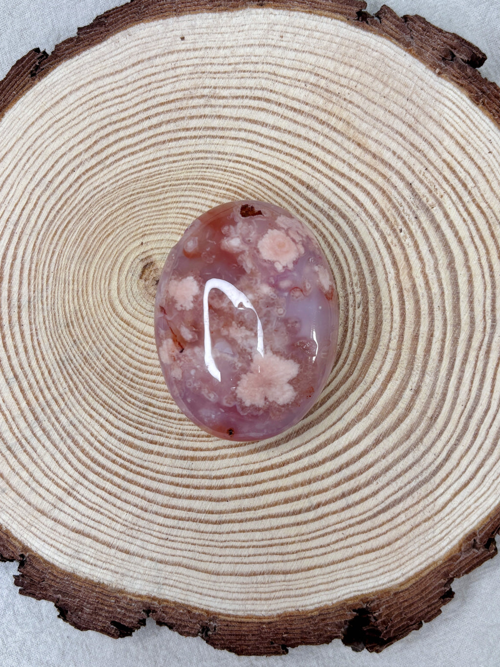 Pink Carnelian Flower Agate Palmstone