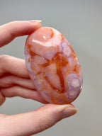 Pink Carnelian Flower Agate Palmstone