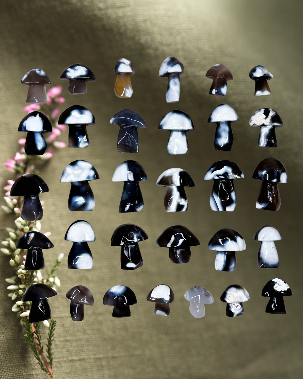 Blue Orca Agate Mushroom, Hand-Carved Natural Gemstone Mushroom