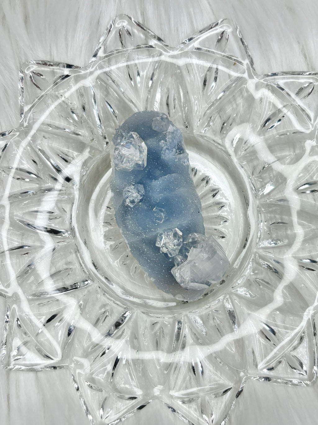 Rare Blue Sugar Apophyllite Crystal, Natural Cubic Ice Apophyllite Specimen