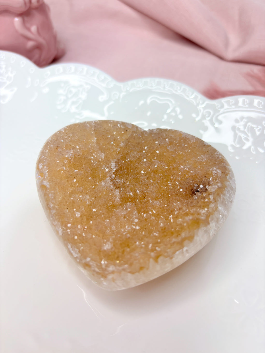 Yellow Amethyst Heart, Raw Rainbow Sugar Amethyst Crystal