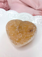 Yellow Amethyst Heart, Raw Rainbow Sugar Amethyst Crystal