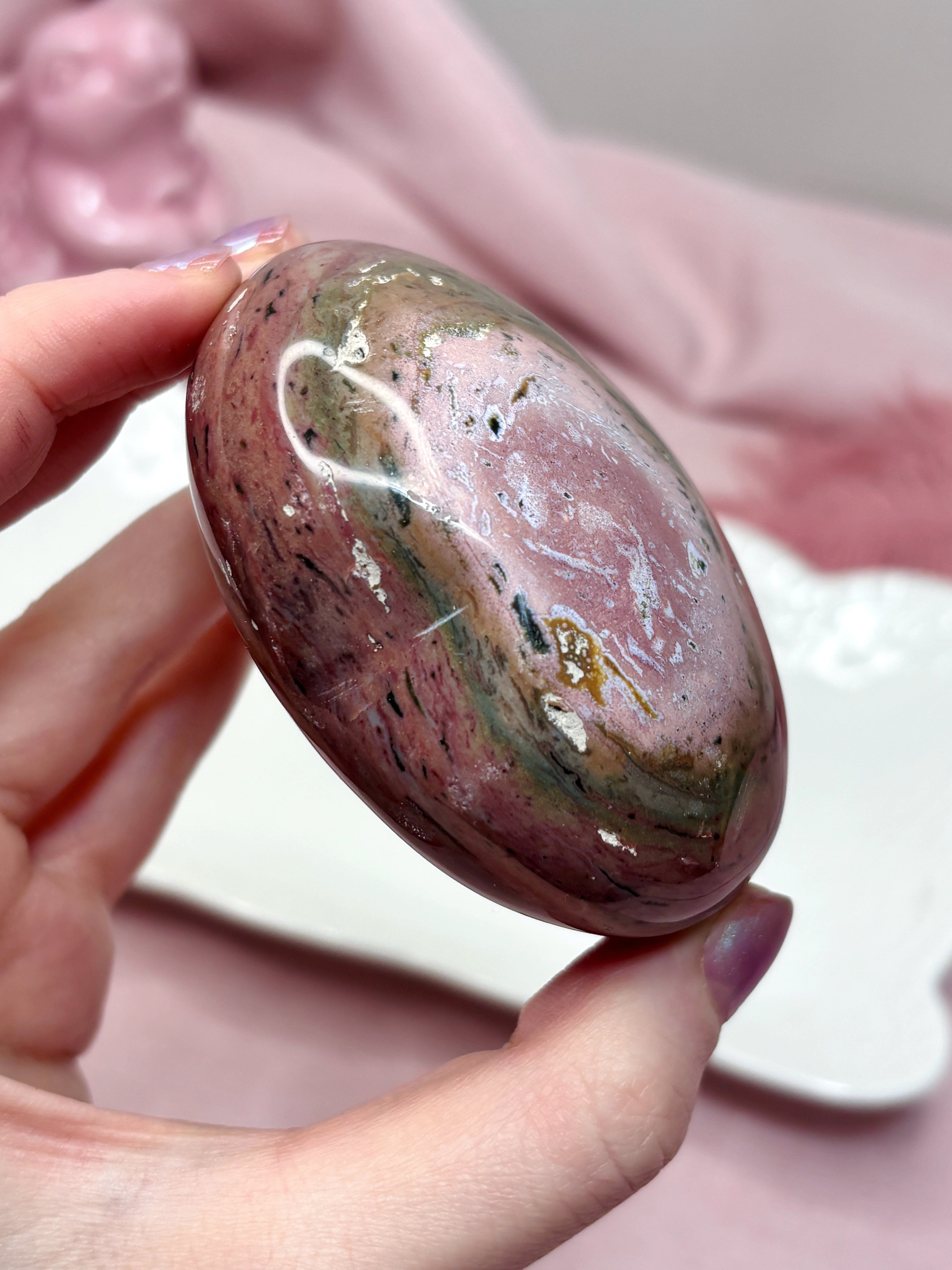 Pink & Red Sea Jasper Heart