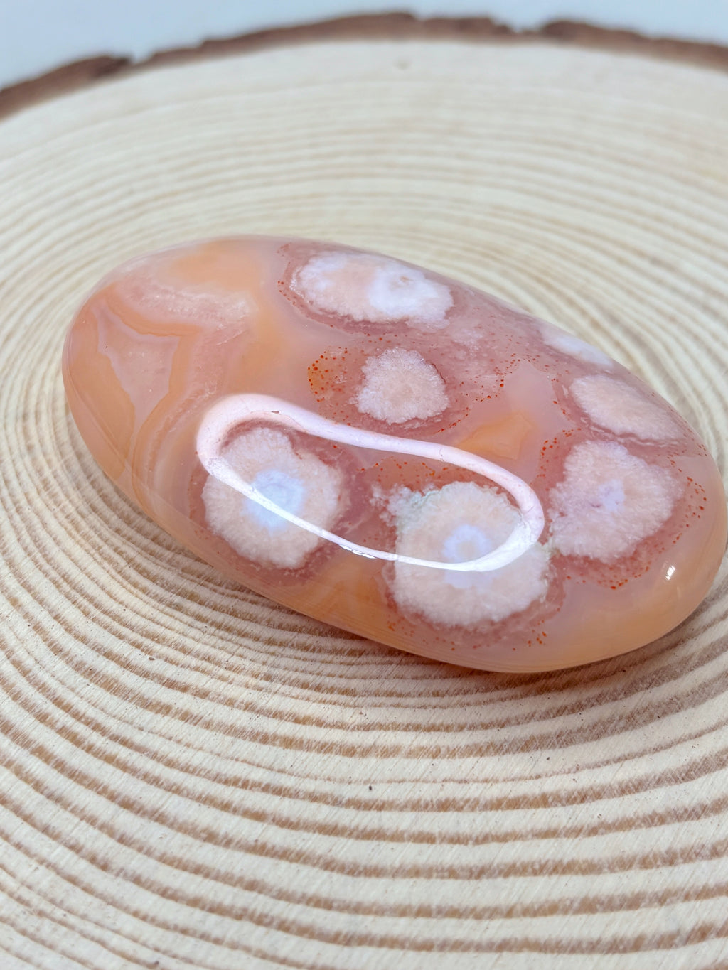 Peach Carnelian Flower Agate Palmstone