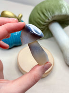 Orca Agate Mushroom Crystal, Hand Carved Natural Gemstone Mushroom