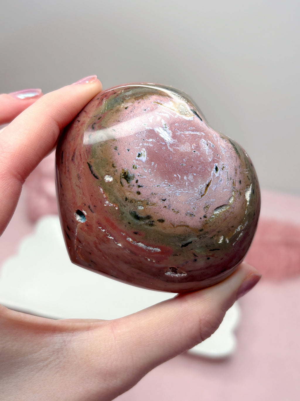 Pink & Red Sea Jasper Heart