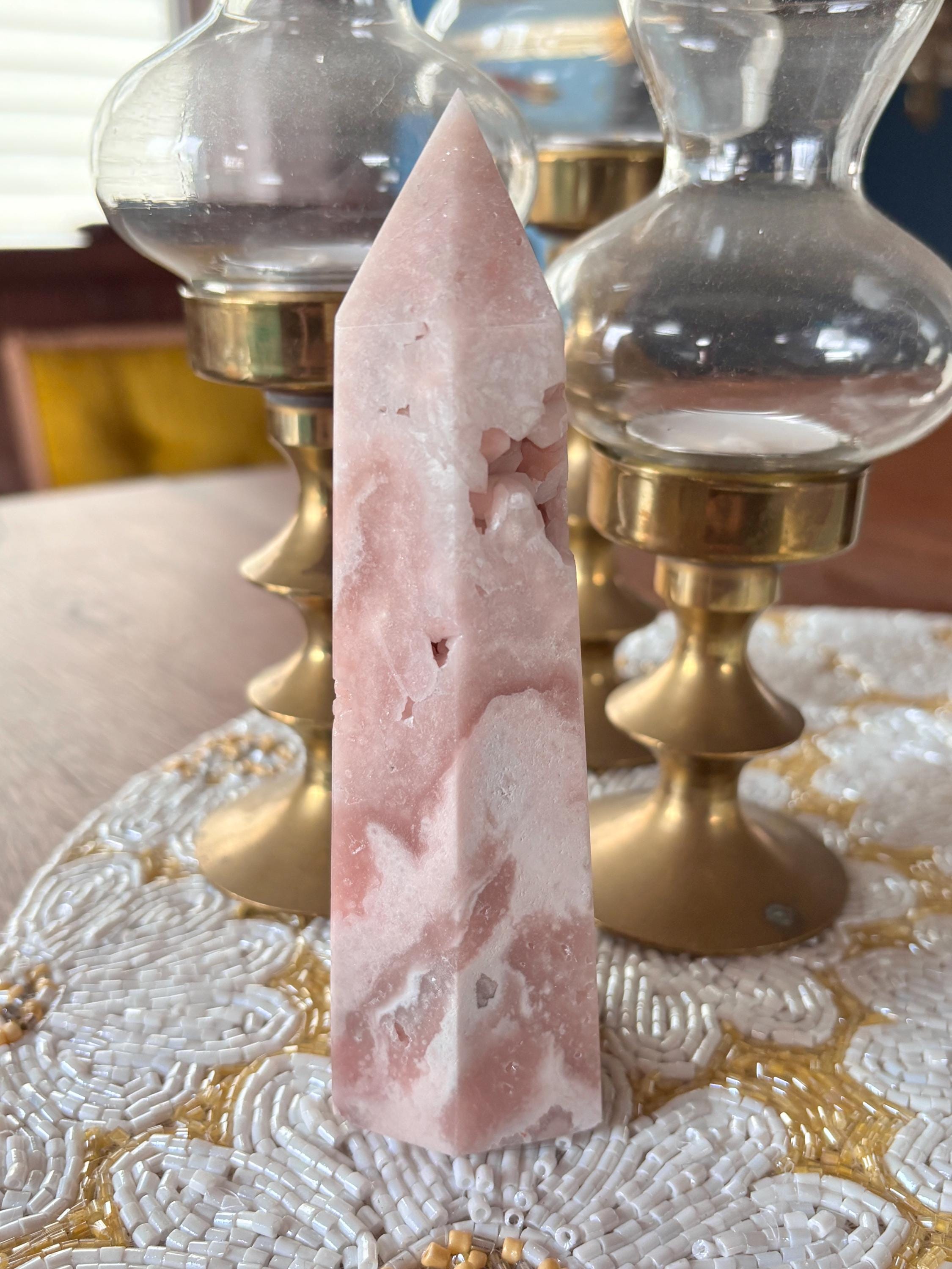 Large Pink Amethyst Flower Agate Tower with Botryoidal Formations