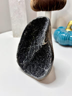 Large Black Amethyst Crystal, Raw Sugar Druzy Cut Base