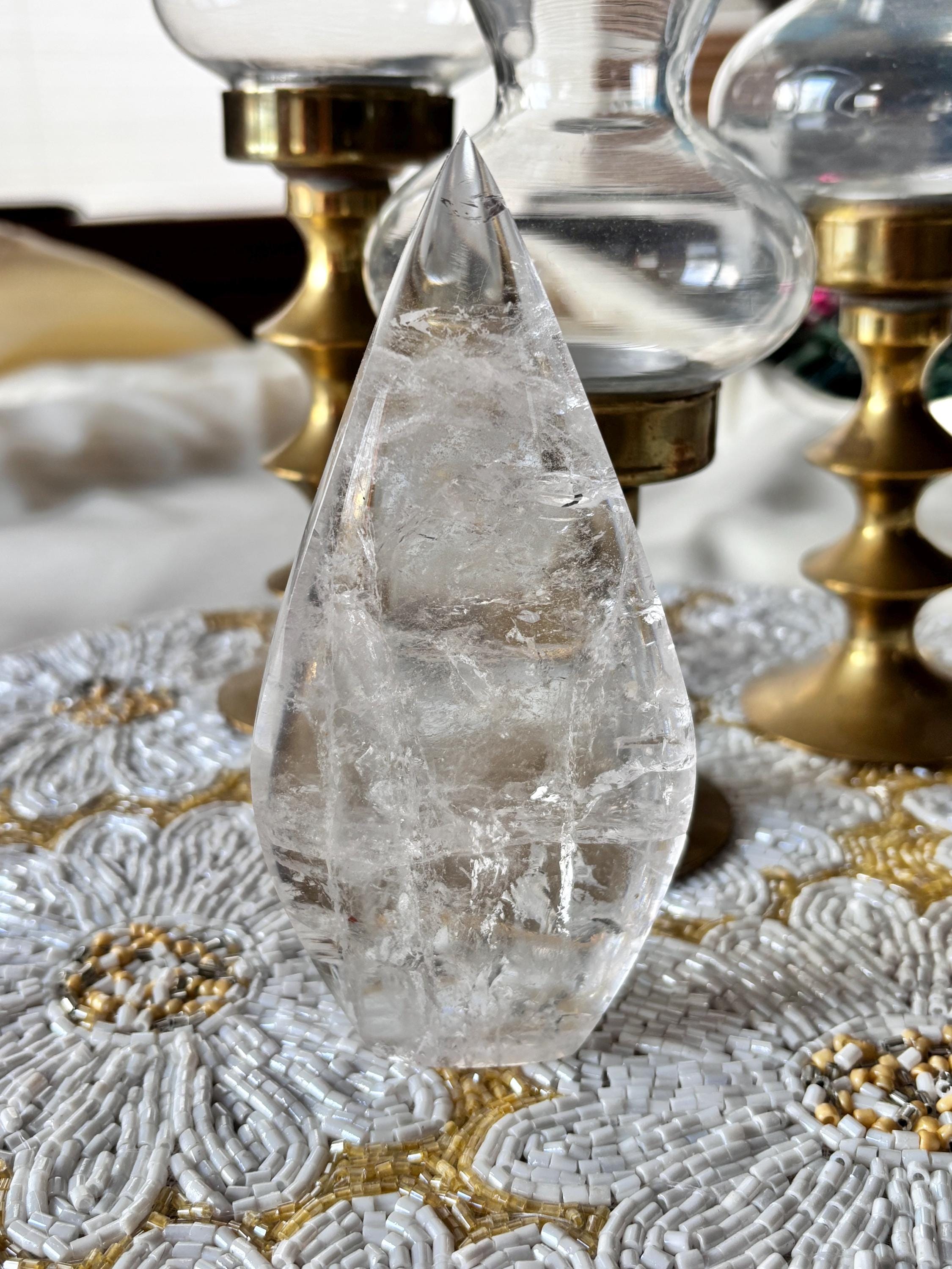 High Quality Clear Quartz Freeform, Natural Polished Quartz Crystal Carving