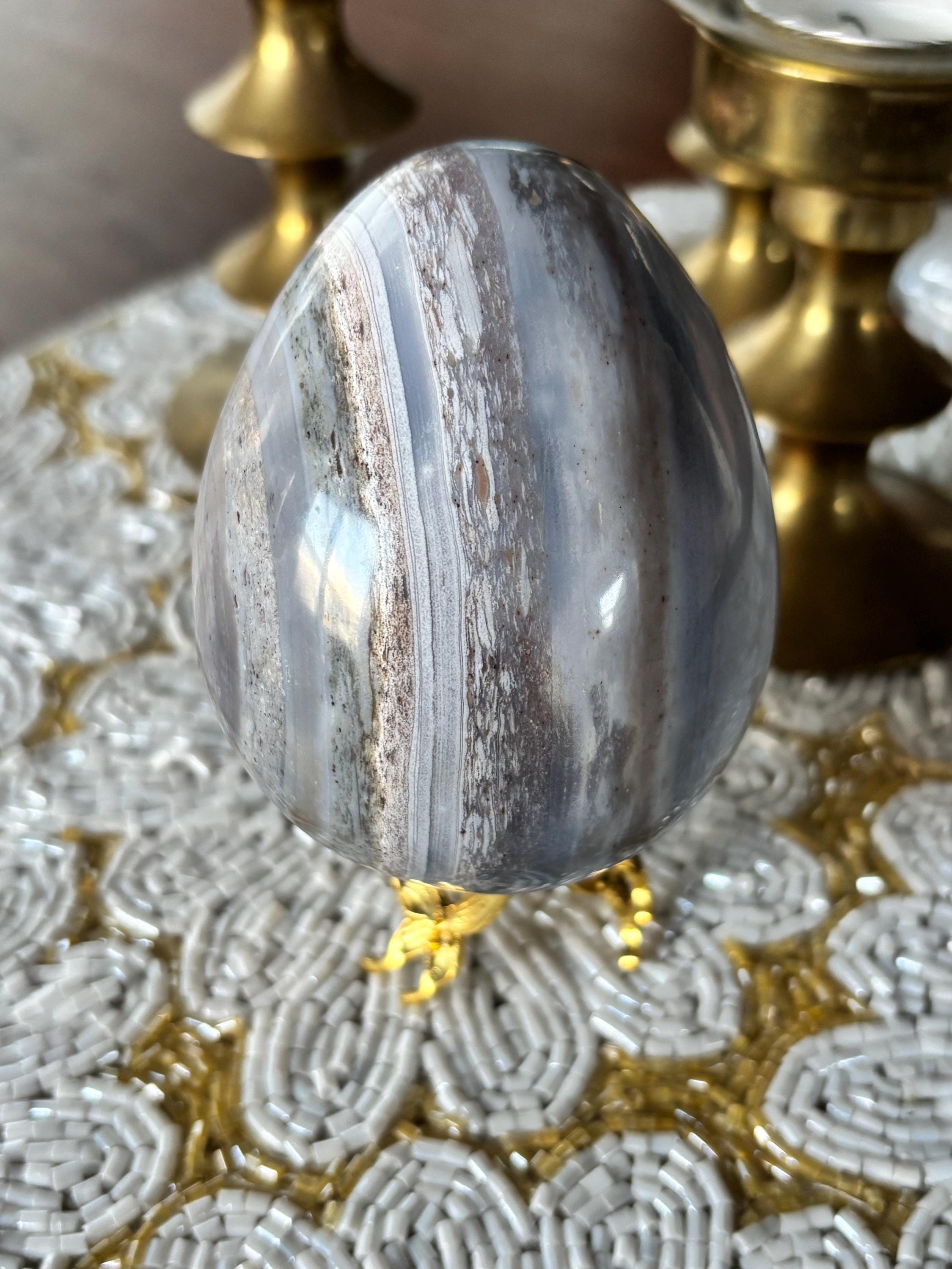 Large Blue Ocean Jasper Egg, Sea Jasper Crystal Carving
