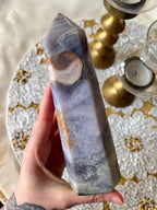 Pastel Ocean Jasper Tower, Lavender Orbicular Ocean Jasper Crystal Point