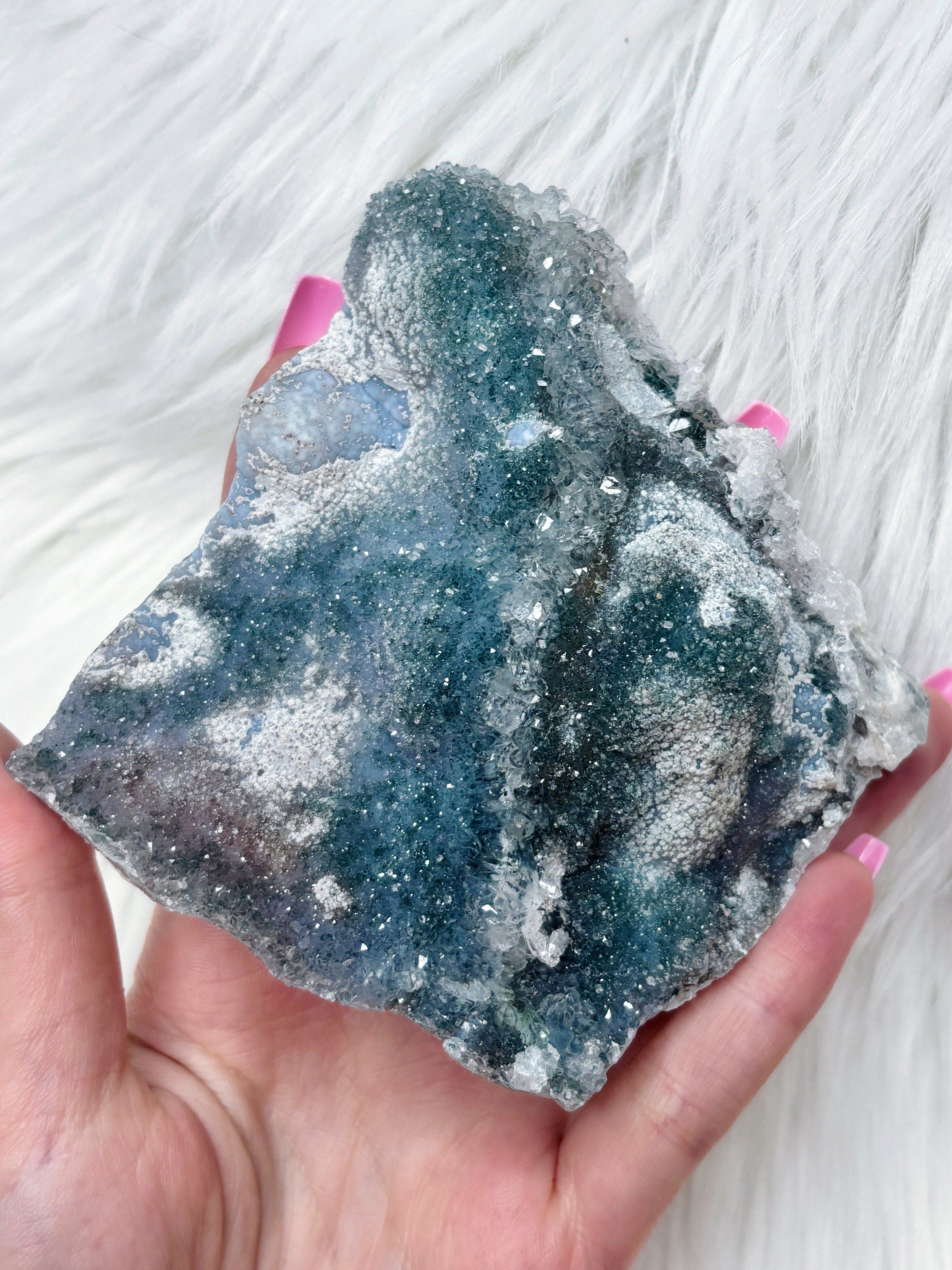 Blue Green Amethyst Crystal, Raw "Rainbow" Galaxy Sugar Amethyst