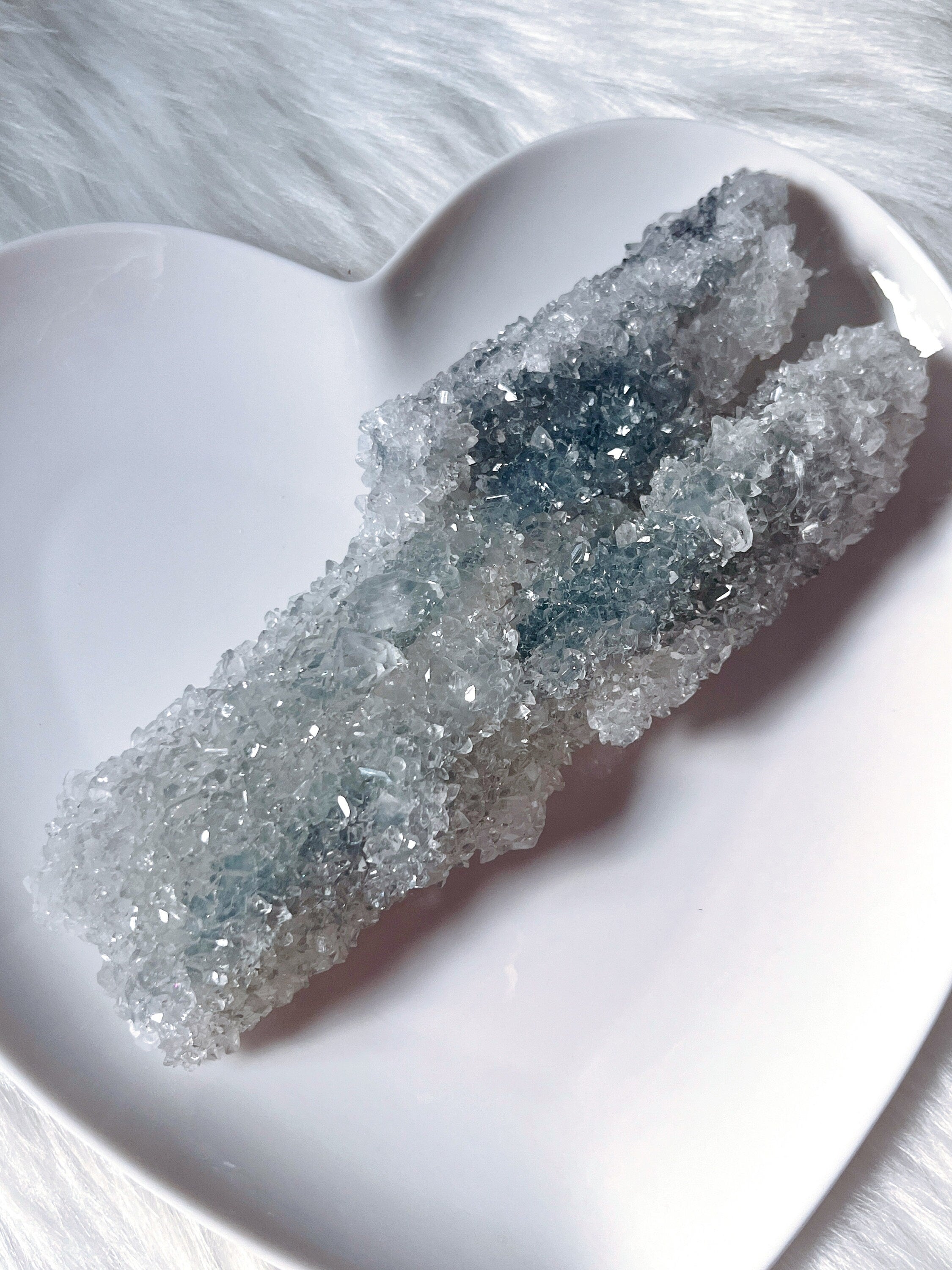Large Apophyllite Crystal Cluster, Raw Icy Blue-Grey Diamond Apophyllite Specimen