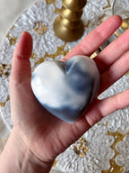 Puffy Blue Orca Agate Heart