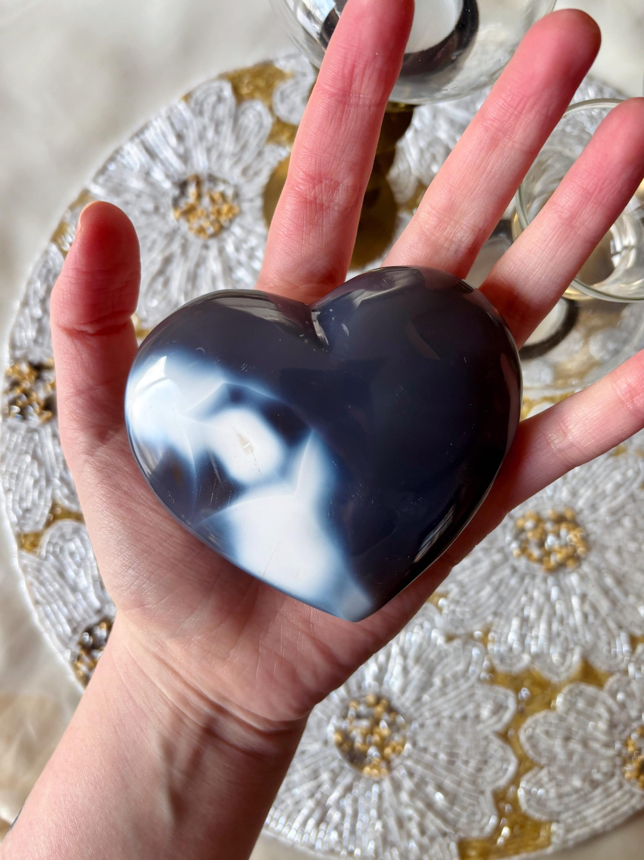 Blue Orca Agate Crystal Heart