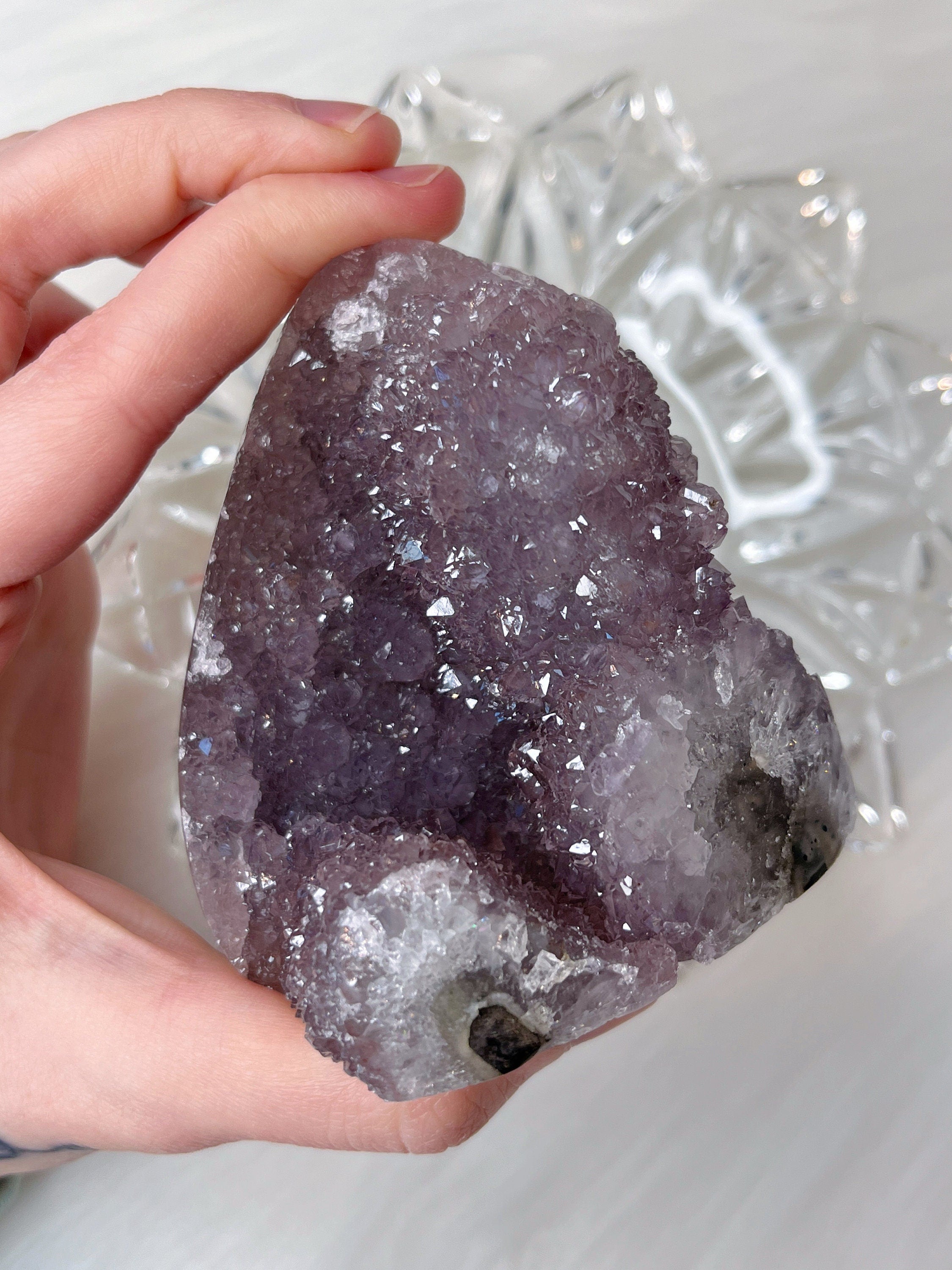 Gemmy Lavender Amethyst Cut Base, Natural Raw Amethyst Freeform