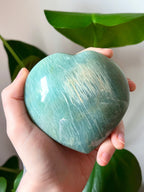 Large Green Moonstone (Garnierite) Crystal Heart