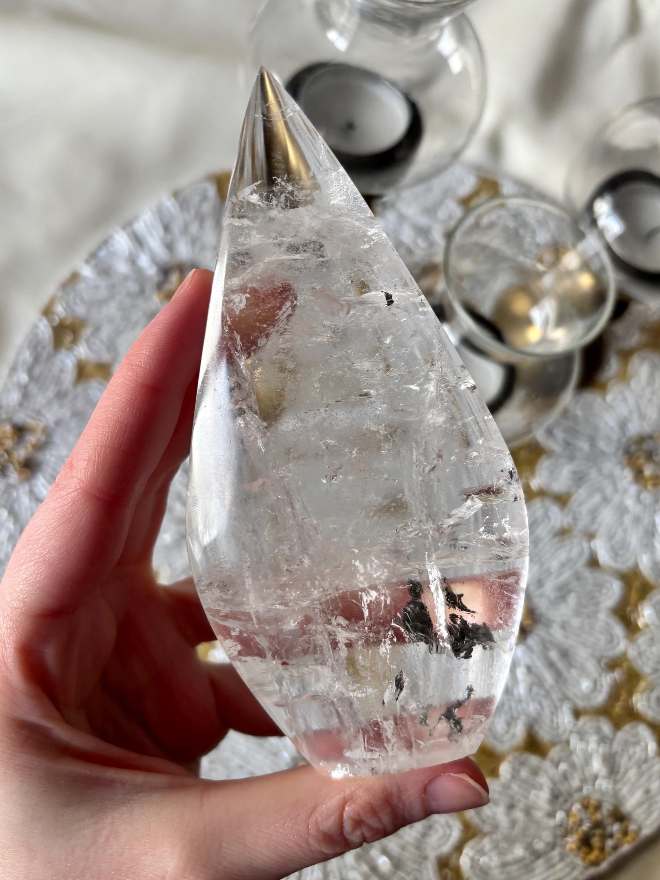 High Quality Clear Quartz Freeform, Natural Polished Quartz Crystal Carving