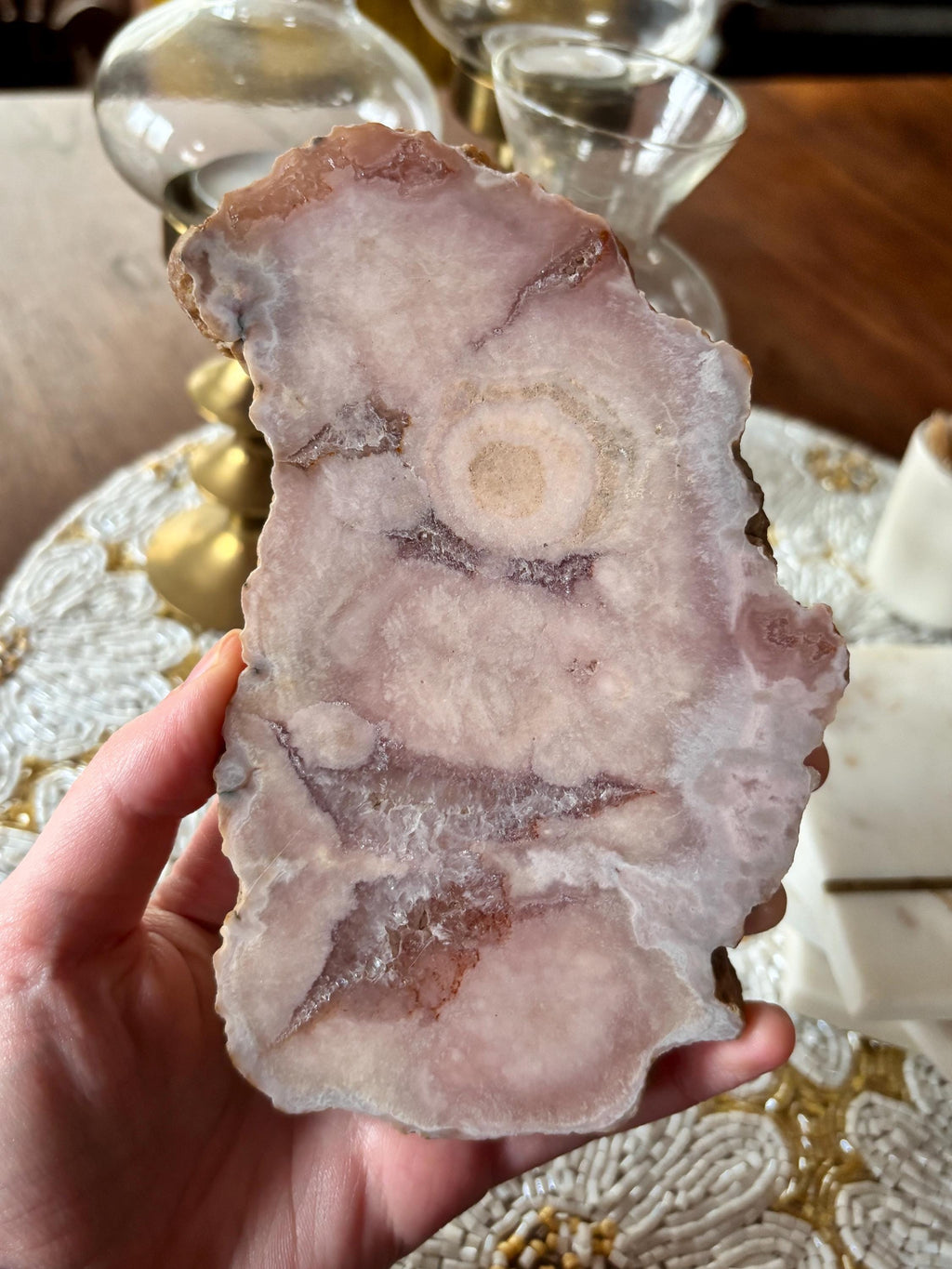 Pink Amethyst Flower Agate Slab