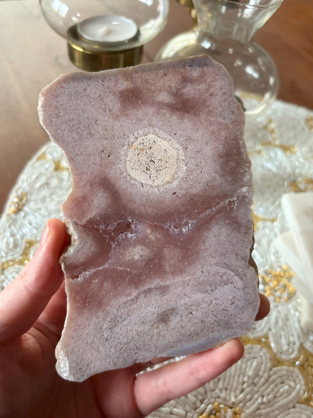 Pink Amethyst Flower Agate Slab