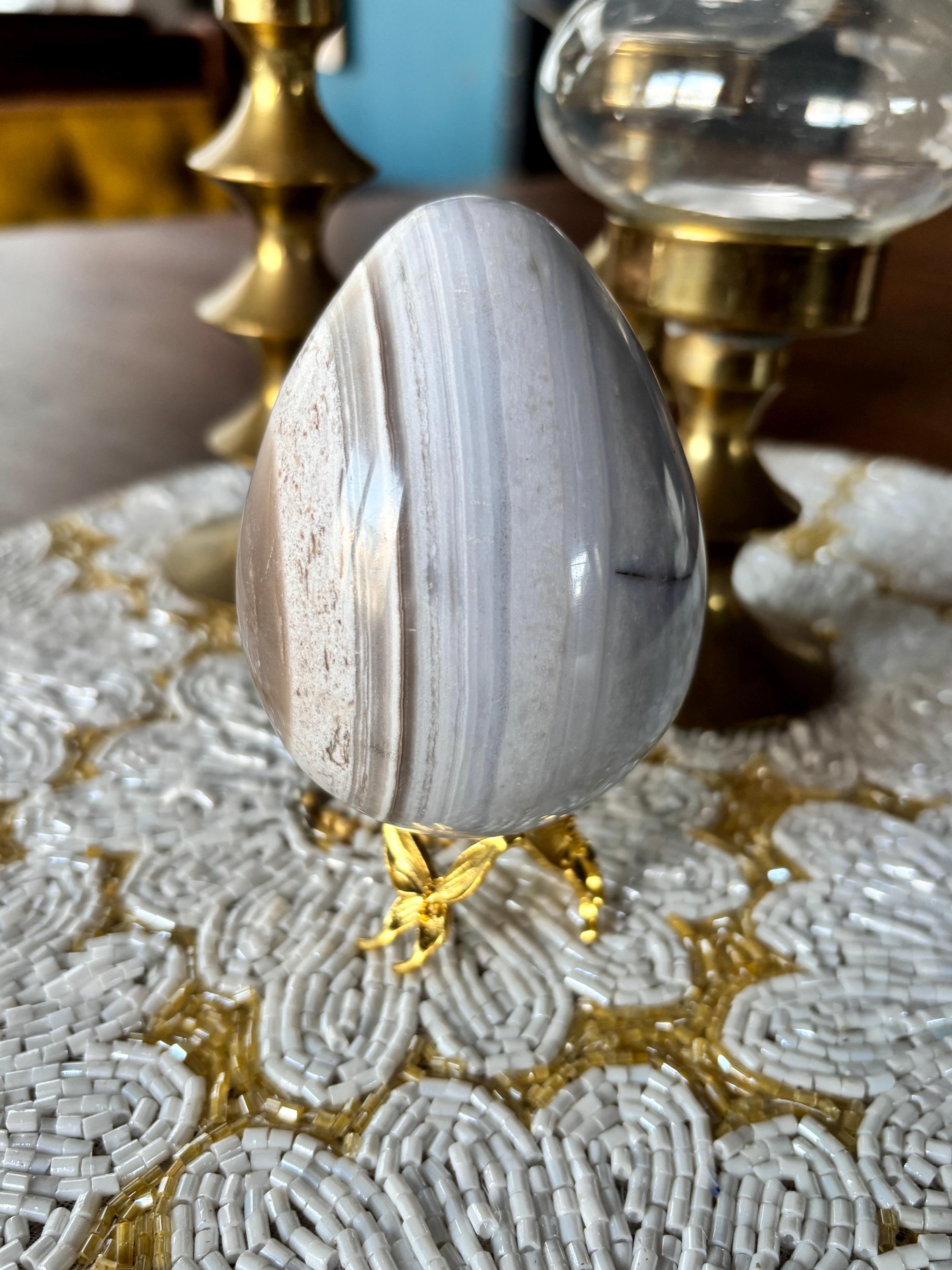 Large Blue Ocean Jasper Egg, Sea Jasper Crystal Carving
