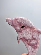 Pink Amethyst Dolphin Crystal with Gold Stand