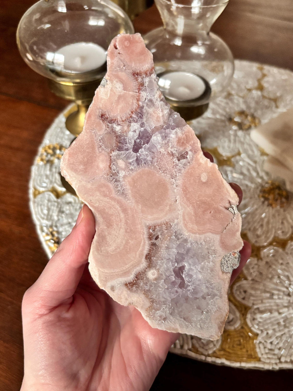 Pink Amethyst Flower Agate Slab