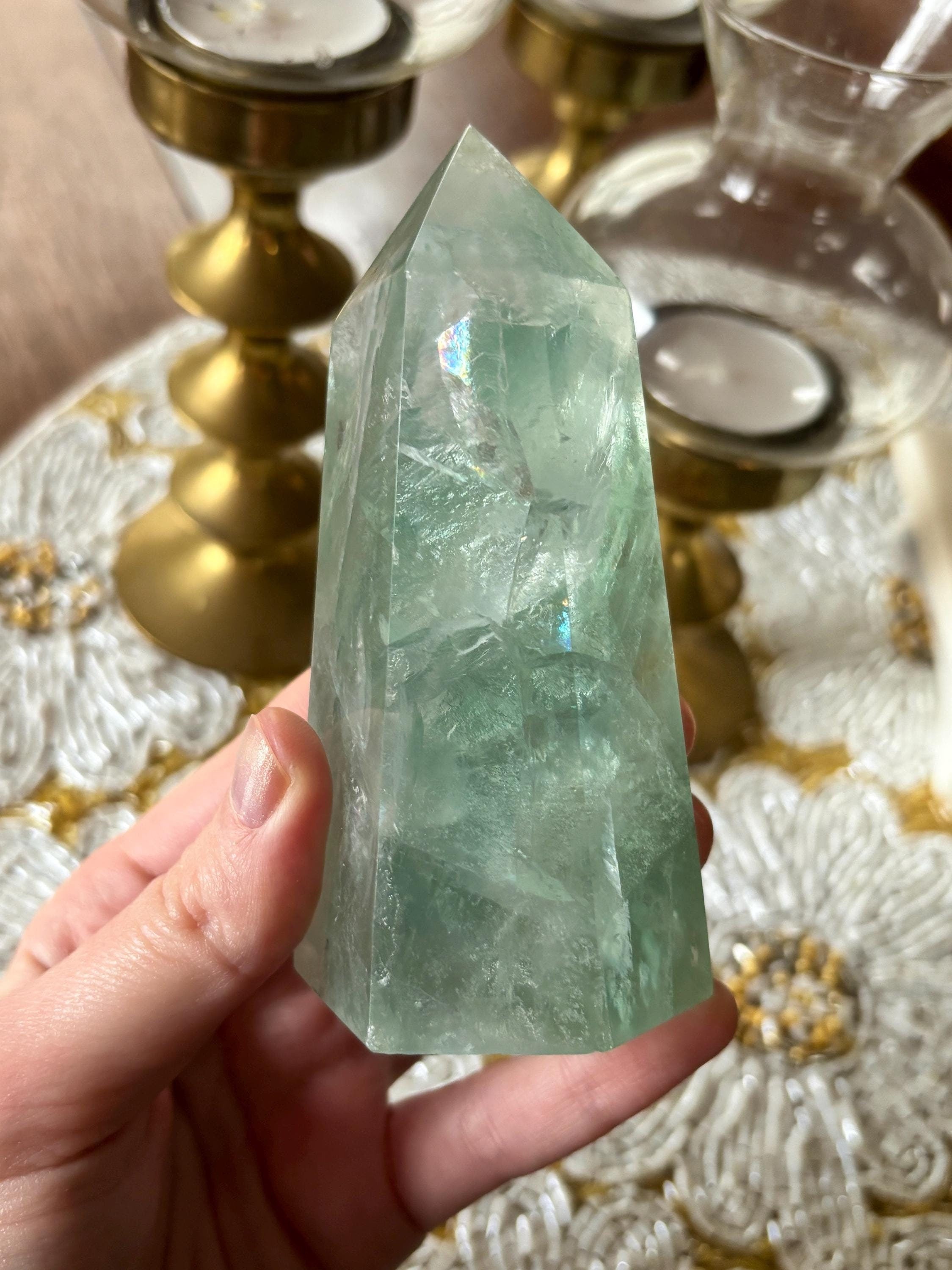 Chunky Green Fluorite Tower