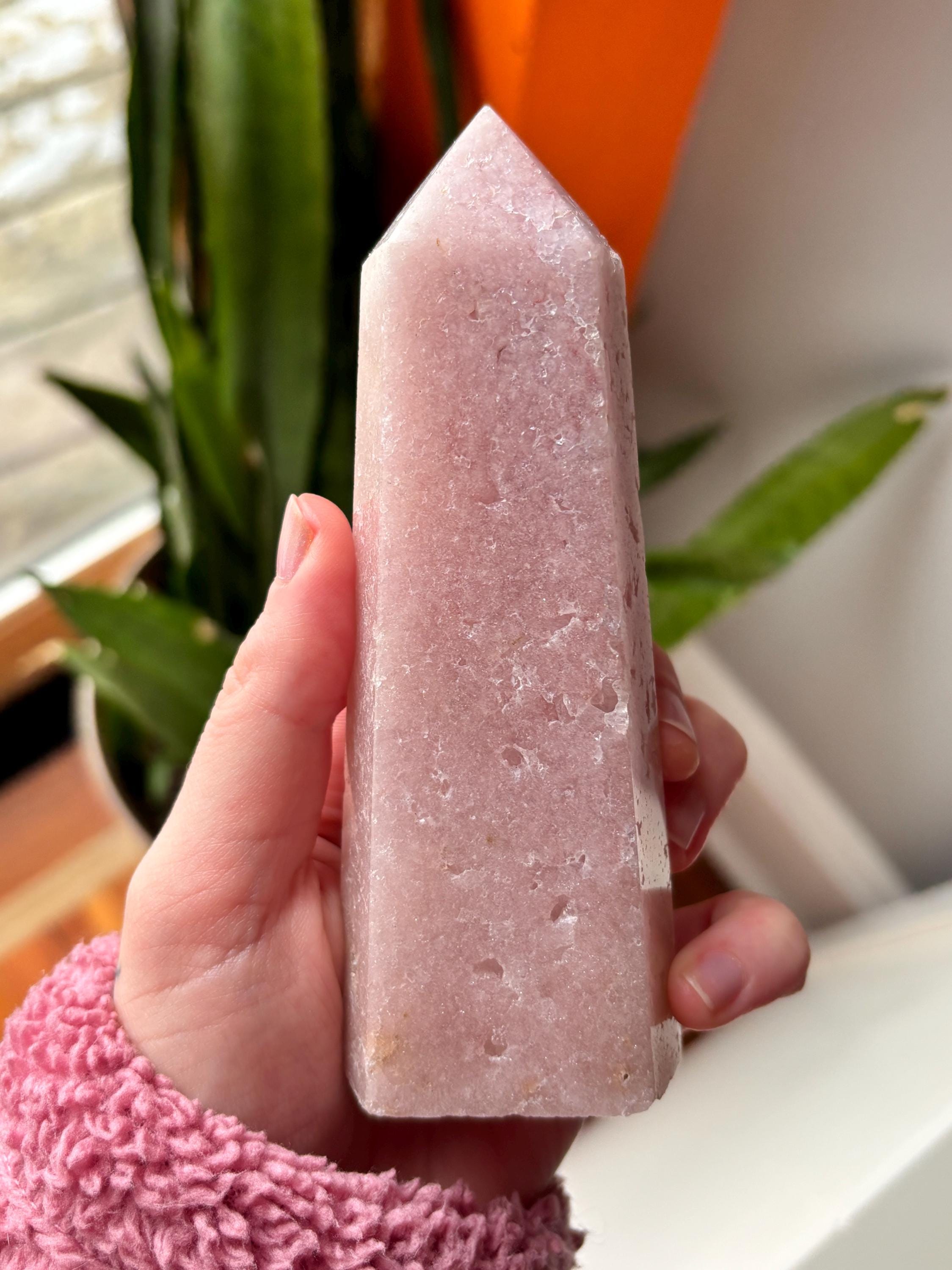 Large Pink Amethyst Tower, Natural Pink Amethyst Crystal Obelisk Point