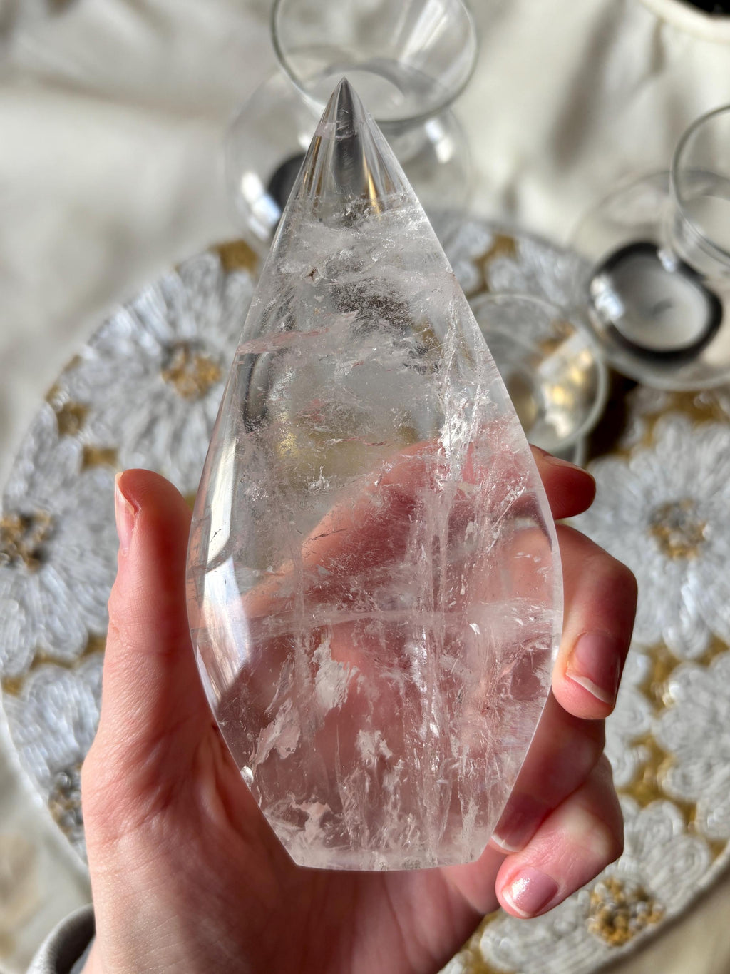 High Quality Clear Quartz Freeform, Natural Polished Quartz Crystal Carving