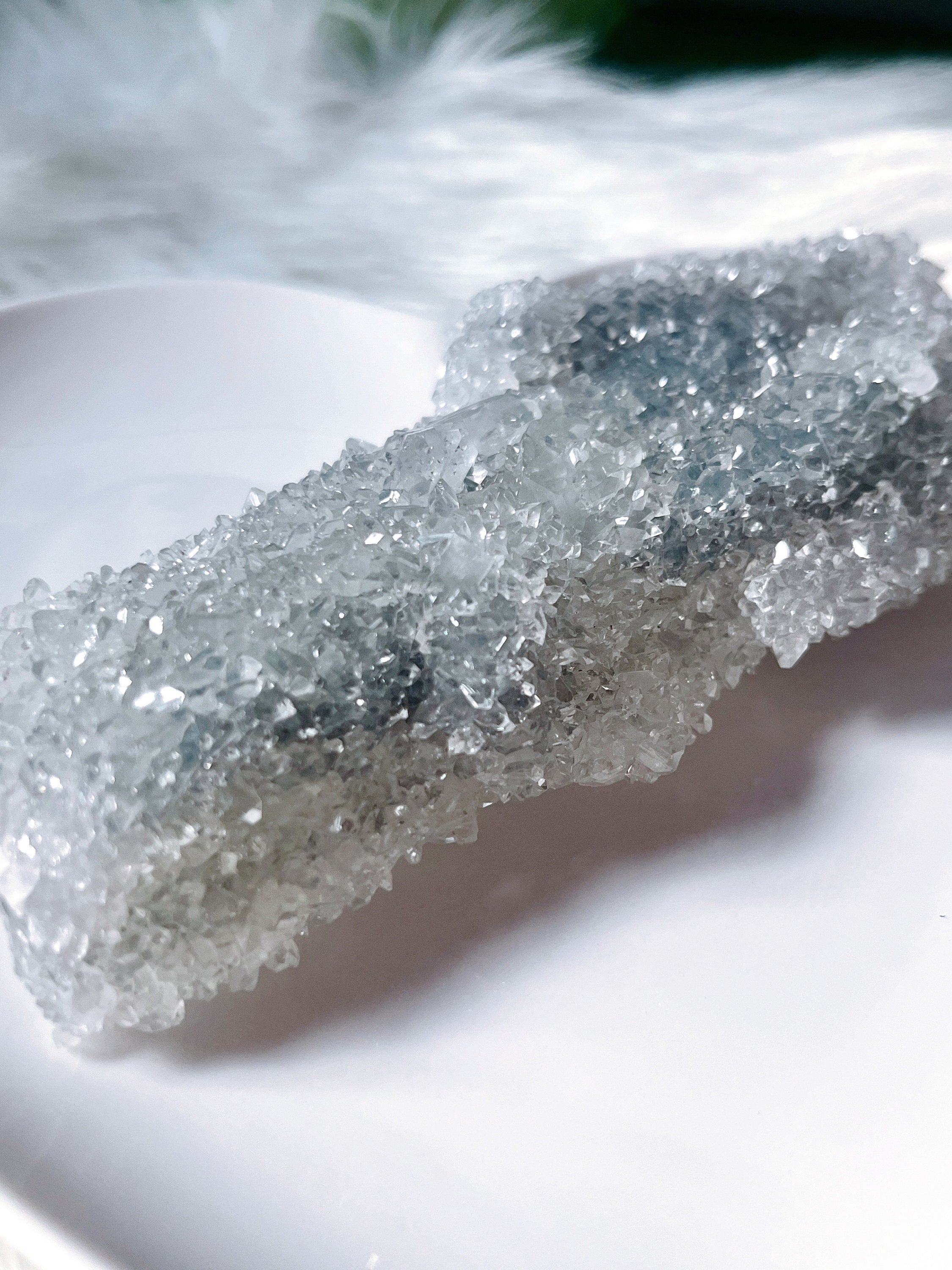 Large Apophyllite Crystal Cluster, Raw Icy Blue-Grey Diamond Apophyllite Specimen