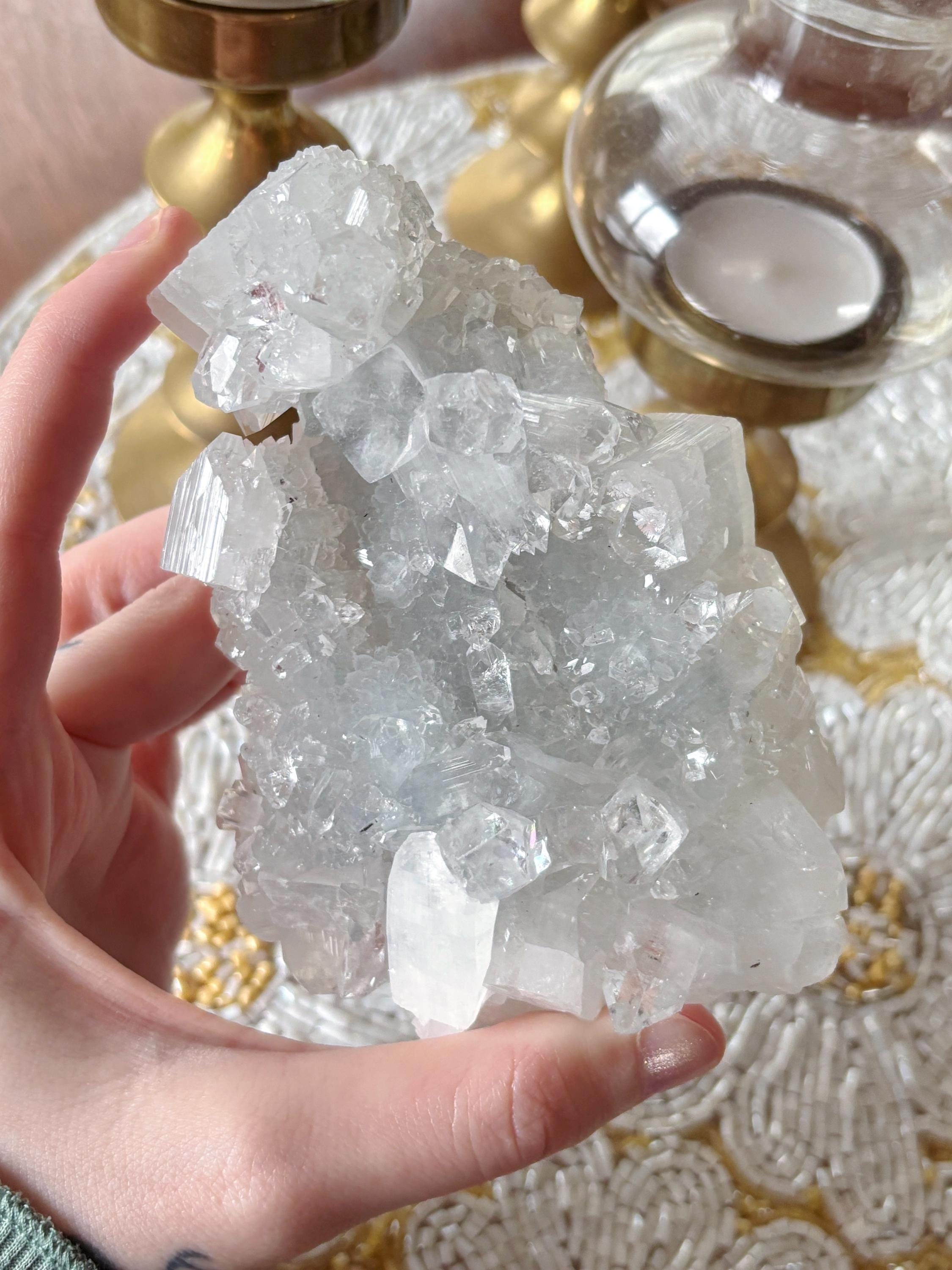 Large Apophyllite Crystal Cluster, Raw Blue Diamond Apophyllite Specimen