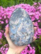 Huge Ocean Jasper Freeform, Polished Blue & Pink Sea Jasper Cut Base