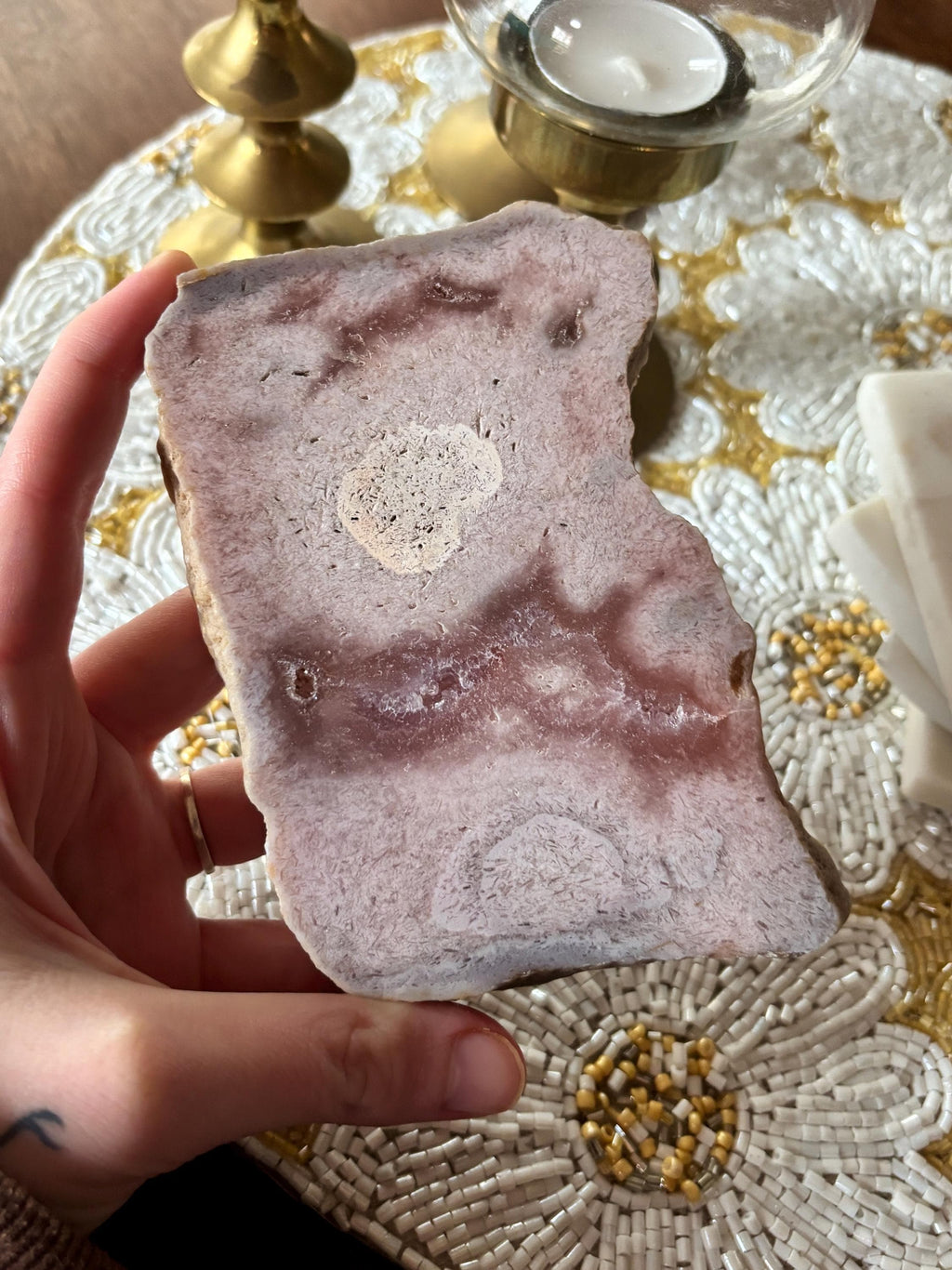 Pink Amethyst Flower Agate Slab