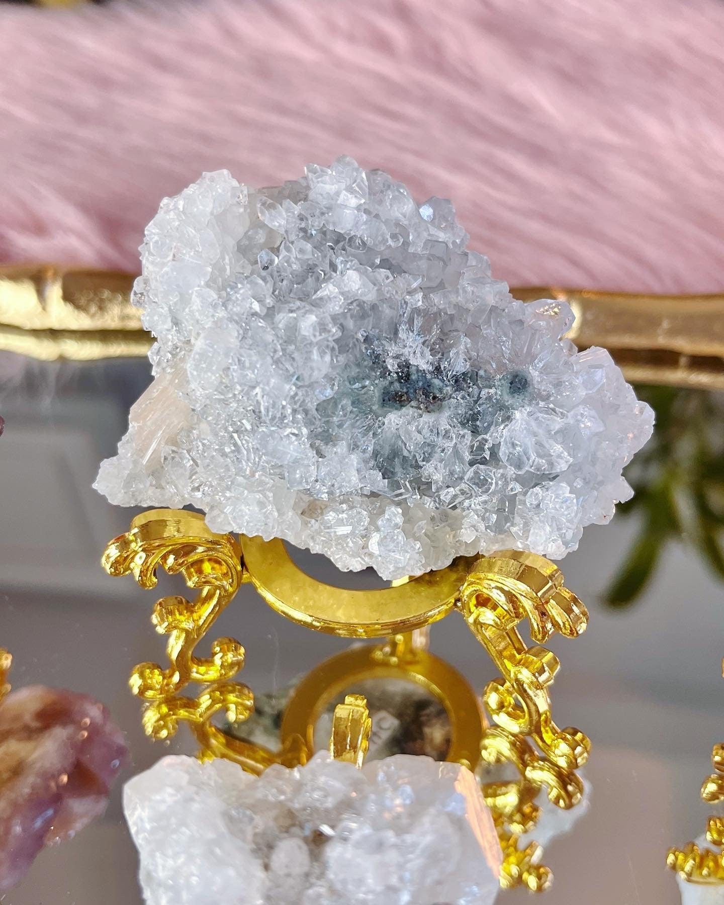 Rare Blue Apophyllite Cluster, Natural Raw Diamond Apophyllite Specimen